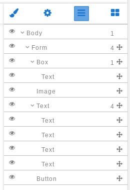 The structure tab of the editing panel